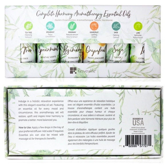 NWOT Essential Oils RESVERALIFE Complete Harmony Aromatherapy Set of 6! - Picture 5 of 7
